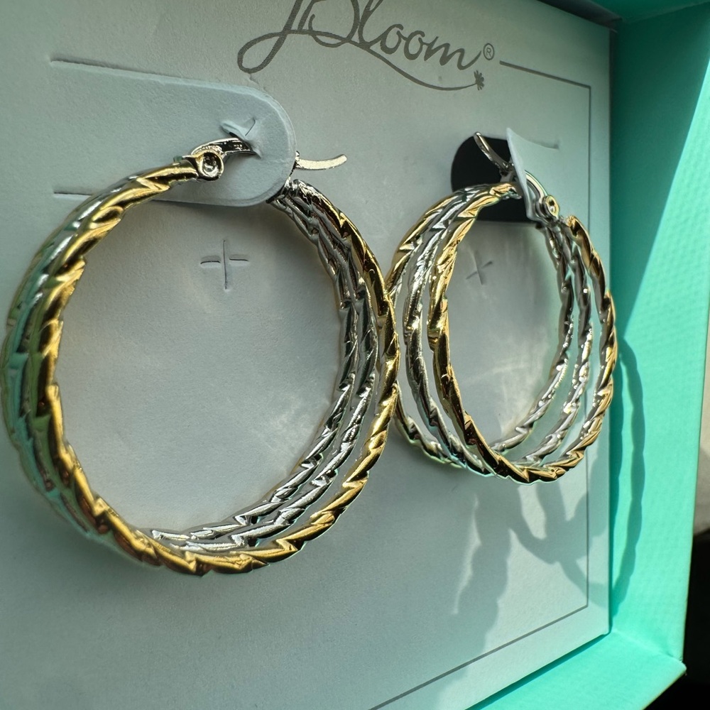Jbloom Elegant Gold and Silver Hoop Earrings
